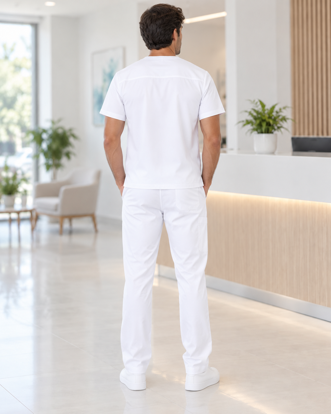 Set Scrub Mod. Benidorm Bianco – vista posteriore
