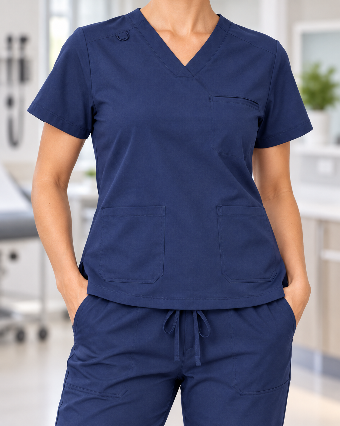 Set Scrub Mod. Benidorm Blu Navy – dettagli tasche scollo e anello