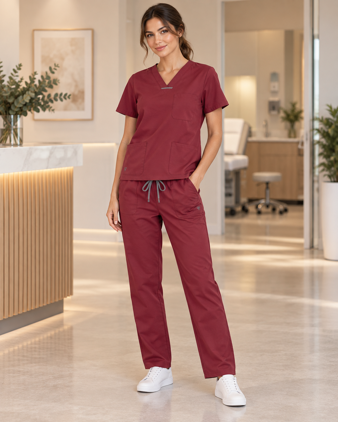 Set Scrub Ibiza Bordeaux a figura intera