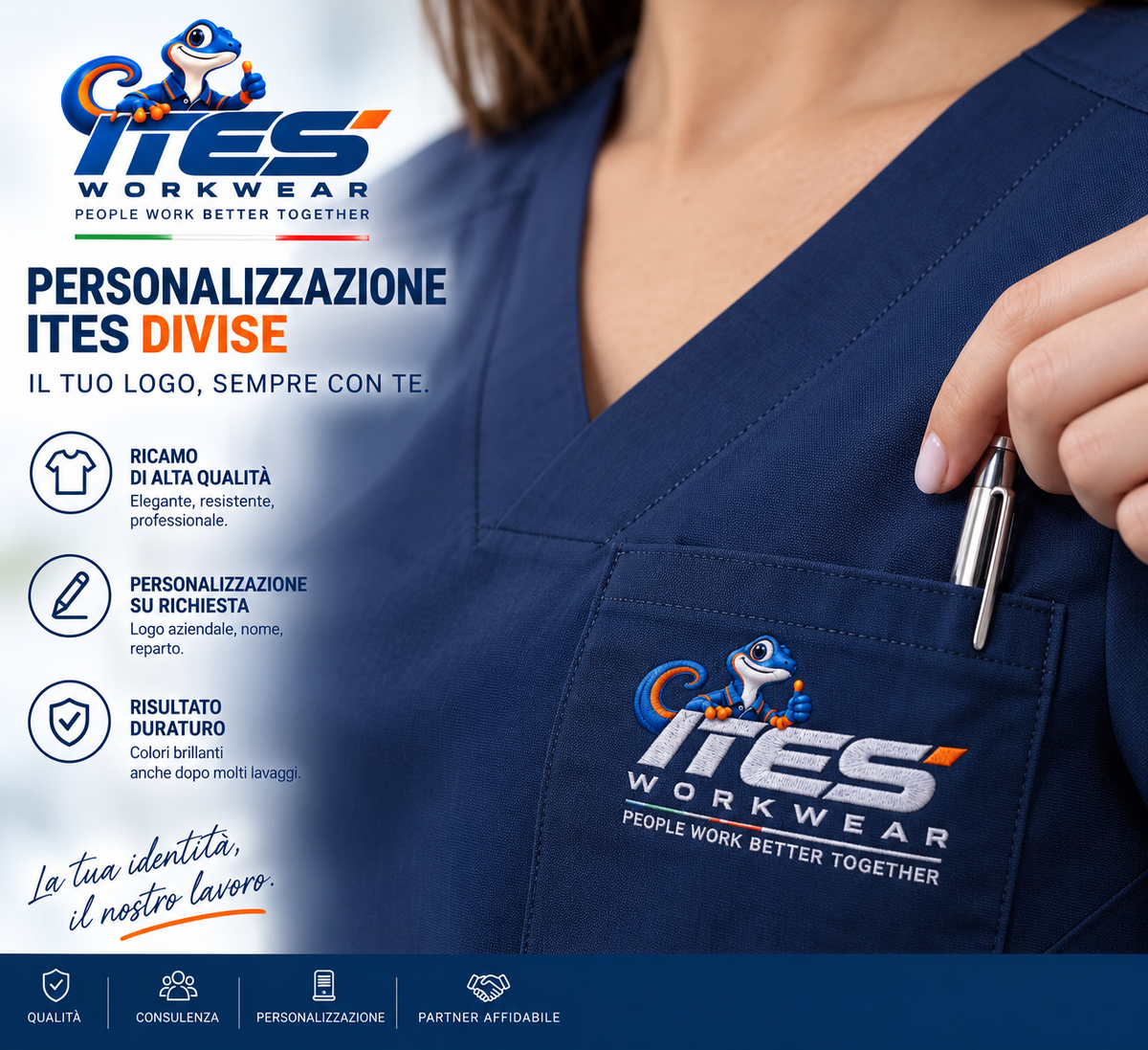 Personalizzazione ITES Divise con logo Jeko ricamato su scrub